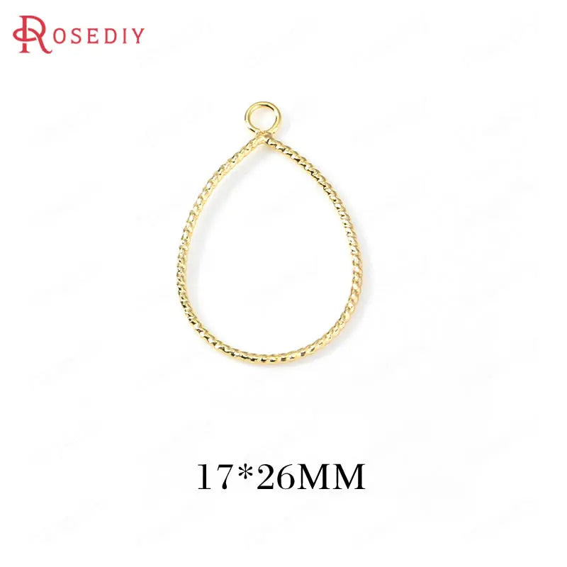 10PCS 24K Brass Twisted Circle Drop Charms Pendants DIY Jewelry Making