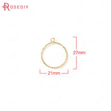 10PCS 24K Brass Twisted Circle Drop Charms Pendants DIY Jewelry Making