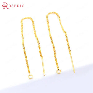 10PCS 24K Silver Brass Earring Chain Jewelry Making Diy Findings
