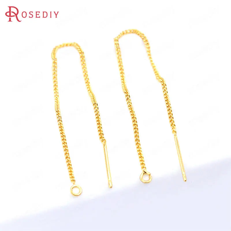 10PCS 24K Silver Brass Earring Chain Jewelry Making Diy Findings