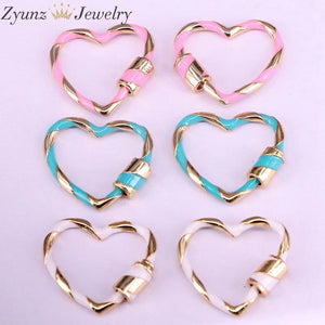 10PCS Enamel Clasp Heart Screw Clasp Jewelry Findings