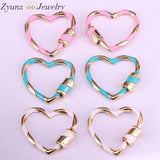 10PCS Enamel Clasp Heart Screw Clasp Jewelry Findings