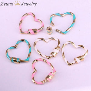 10PCS Enamel Clasp Heart Screw Clasp Jewelry Findings