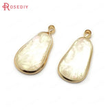 10PCS Champagne Brass Resin Shell Charms Pendants 25x13MM Irregular Shape