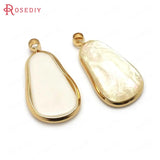 10PCS Champagne Brass Resin Shell Charms Pendants 25x13MM Irregular Shape