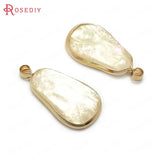 10PCS Champagne Brass Resin Shell Charms Pendants 25x13MM Irregular Shape