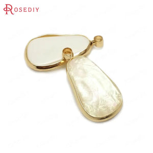 10PCS Champagne Brass Resin Shell Charms Pendants 25x13MM Irregular Shape