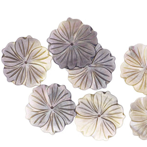 10PCS 28mm Gray Shell Flower Mother of Pearl Charms