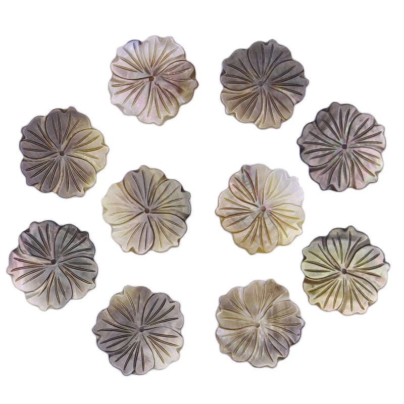 10PCS 28mm Gray Shell Flower Mother of Pearl Charms