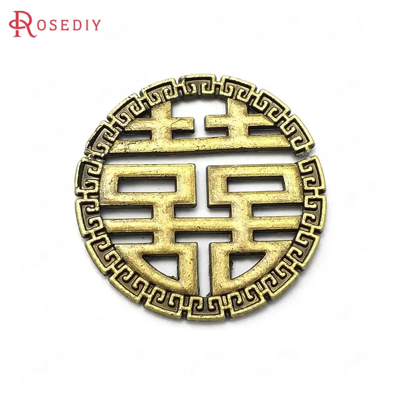 10PCS 32MM Round Chinese Word Jewelry Making Supplies Diy Findings Accessories