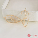 10PCS 39x18MM Champagne Plated Brass Tree Leaf Charms Pendants