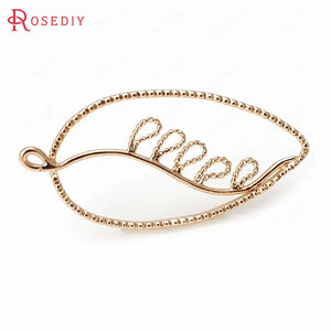 10PCS 39x18MM Champagne Plated Brass Tree Leaf Charms Pendants