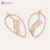 10PCS 39x18MM Champagne Plated Brass Tree Leaf Charms Pendants