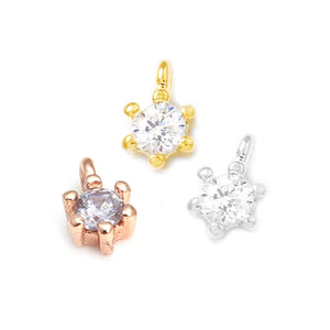10PCS 3x6.5MM 24K Brass Zircon Charms Pendants DIY
