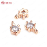 10PCS 3x6.5MM 24K Brass Zircon Charms Pendants DIY