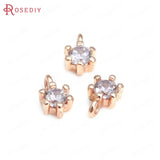 10PCS 3x6.5MM 24K Brass Zircon Charms Pendants DIY