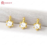 10PCS 3x6.5MM 24K Brass Zircon Charms Pendants DIY