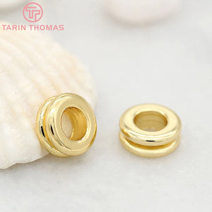 10PCS 3x7MM 24K Plated Brass Big Hole Beads for Bracelet