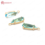 10PCS 4.5x14MM Champagne Brass Glass Drop Charms Pendants Jewelry DIY