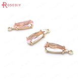10PCS 4.5x14MM Champagne Brass Glass Drop Charms Pendants Jewelry DIY