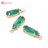 10PCS 4.5x14MM Champagne Brass Glass Drop Charms Pendants Jewelry DIY