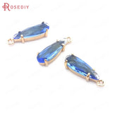 10PCS 4.5x14MM Champagne Brass Glass Drop Charms Pendants Jewelry DIY