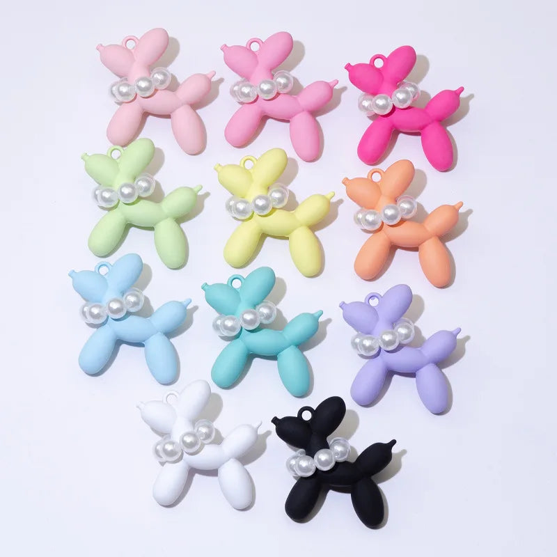 10PCS 46*46mm Cartoon 3D Balloon Dog Metal Charms Pendant for DIY Jewelry