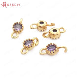 10PCS Champagne Brass Zircon 2 Holes Charms Pendants
