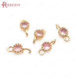 10PCS Champagne Brass Zircon 2 Holes Charms Pendants