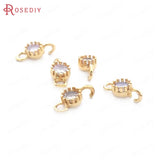 10PCS Champagne Brass Zircon 2 Holes Charms Pendants