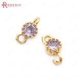 10PCS Champagne Brass Zircon 2 Holes Charms Pendants