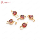 10PCS Champagne Brass Zircon 2 Holes Charms Pendants