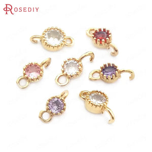 10PCS Champagne Brass Zircon 2 Holes Charms Pendants