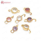 10PCS Champagne Brass Zircon 2 Holes Charms Pendants