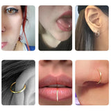 10PCS 5 Colors Stainless Steel Small Nose Rings Septum Piercing Clicker
