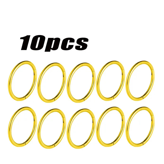 10PCS 5 Colors Stainless Steel Small Nose Rings Septum Piercing Clicker