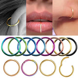 10PCS 5 Colors Stainless Steel Small Nose Rings Septum Piercing Clicker