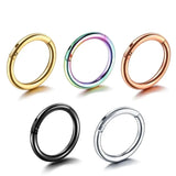 10PCS 5 Colors Stainless Steel Small Nose Rings Septum Piercing Clicker