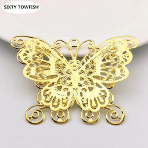 10PC Metal Filigree Flowers Slice Butterfly Charms DIY Jewelry Components