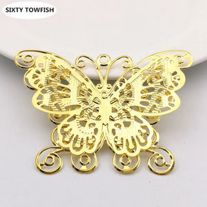 10PC Metal Filigree Flowers Slice Butterfly Charms DIY Jewelry Components