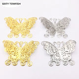 10PC Metal Filigree Flowers Slice Butterfly Charms DIY Jewelry Components