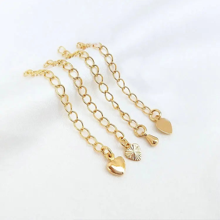 10PCS 14K Plated Brass Extender Chain for DIY Jewelry Making Findings