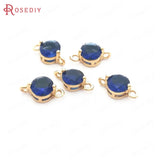 10PCS 5MM High Champagne Brass Zircon 2 Holes Round Charms Pendants
