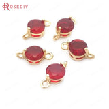 10PCS 5MM High Champagne Brass Zircon 2 Holes Round Charms Pendants