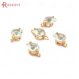 10PCS 5MM High Champagne Brass Zircon 2 Holes Round Charms Pendants
