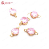 10PCS 5MM High Champagne Brass Zircon 2 Holes Round Charms Pendants