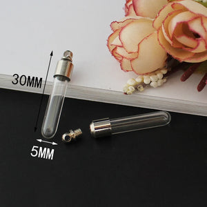 10PCS 5MM Name On Rice Glass Vials Screw Cap Keepsake Pendant
