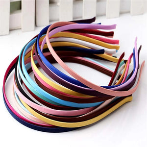 10PCS 5MM Satin Fabric Covered Ribbon Metal Headbands for Girls Women