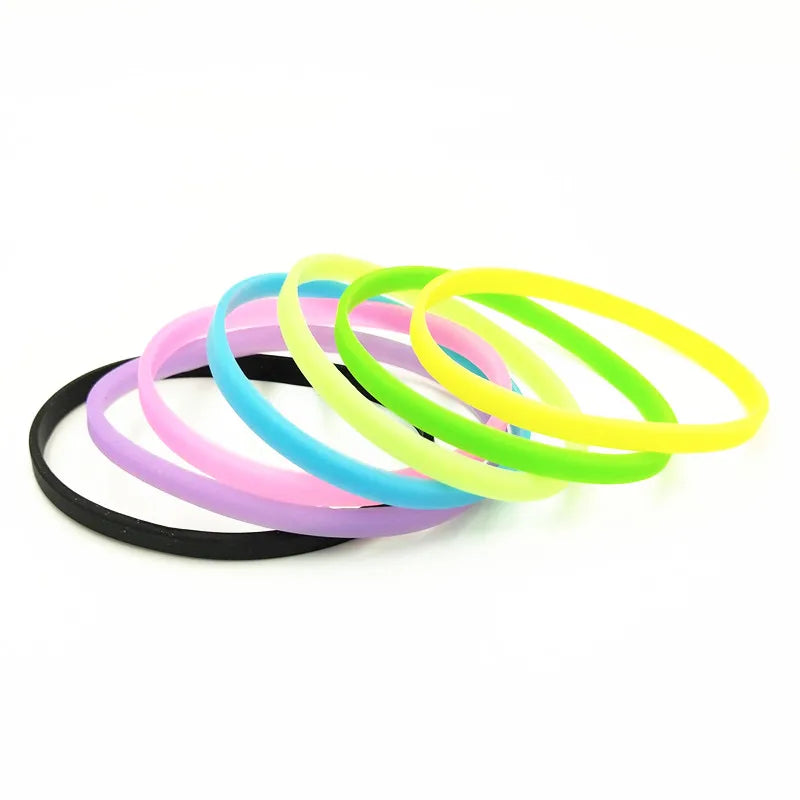 10PCS 5mm Glow In Dark Silicone Wristband Unisex Cuff Neon Bracelets SH279