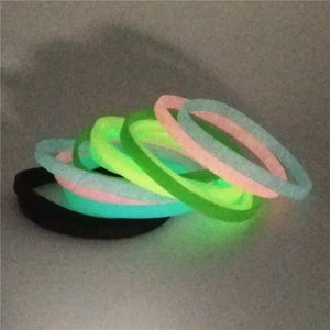 10PCS 5mm Glow In Dark Silicone Wristband Unisex Cuff Neon Bracelets SH279